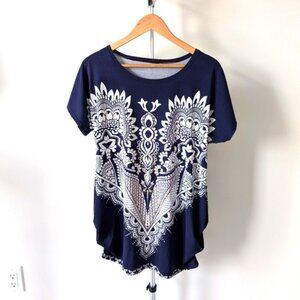 NWOT Blue Summer Bandana Blouse